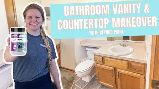 35 YEAR-OLD SMALL BATHROOM MAKEOVER + DIY PAINTED COUNTERTOPS!!