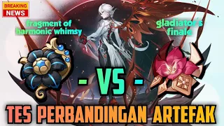 Tes Perbandingan Artefak, Gladiator's Finale VS Fragmeny of Harmonic Whimsy | Genshin Impact