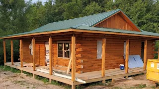 Log Home in the woods build  TIMELAPSE