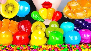 ASMR RAINBOW FOOD DESSERTS 무지개 탕후루 *지구젤리, 마시멜로우, 애플망고, 골드키위, 로프젤리 CANDIED FRUITS TANGHULU MUKBANG 먹방