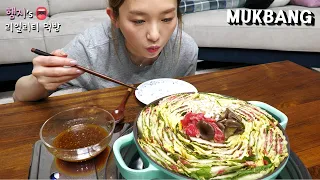 Real Mukbang:) Super Yummy Mille-Feuille Nabe ★ I Love Yuzu Sauce!! 