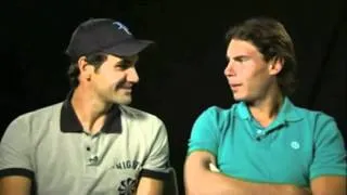 Ataque de risa de Federer y Rafa Nadal