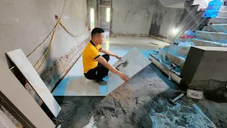 Excellent Techniques In Construction Of Living Room Floors Using Large Size Ceramic Tiles 80 x80cm