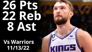 Domantis Sabonis 26 Pts 22 Reb 8 Ast vs Warriors Highlights