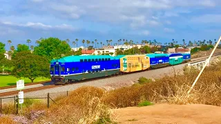 Coaster 2306 leads 672 through Oceanside with a E-bell