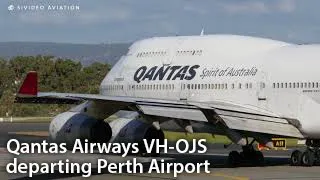 Now retired - Qantas Airways (VH-OJS) departing RW03 at Perth Airport.