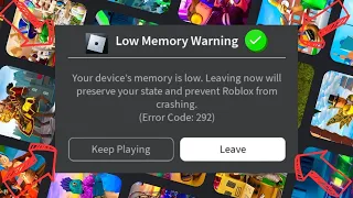 How To Fix Low Memory Warning | Roblox Error Code 292