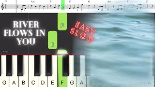 River flows in you | Easy piano tutorial + sheet music | Slow for beginners
