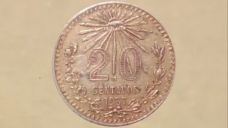 Moneda de 20 Centavos Resplandor/ CUANTO VALEN / ( Monedas de Plata Antiguas ) 1920-1943