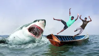 Shark Attack Man In Sea Fishing Boat | Fun Made  Shark attack Egypt  movie Part 3