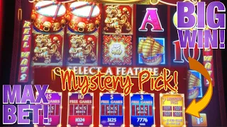 RISK IT ALL ON MYSTERY PICK! DANCING DRUMS $8.80 MAX BET BONUS BIG WIN AND AWESOME LINE HITS! 😱🤩✅