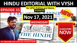 BEST Hindu Editorial in English | Hindu EDITORIAL in English | 17th November 2021 | By Vysh | HINDU