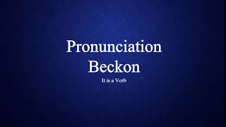 “Beckon” Word Pronunciation