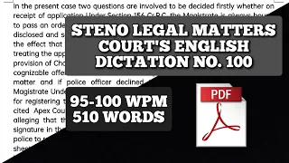 95-100 WPM | #100 | STENO LEGAL MATTERS COURT'S ENGLISH DICTATION