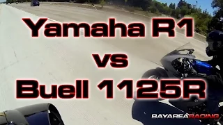 Yamaha R1 vs Buell 1125R - Freeway Pull