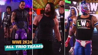 WWE 2K24 Every Trio Team Entrance and New Animations #wwe2k24 #wrestlemania40 #wrestlemania