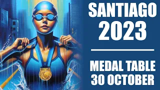 2023 Pan American Games | Medal Table | 30 October (Day 10) Santiago #Santiago2023