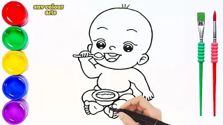 How to draw a cute baby boy || how to draw little baby boy || cute baby drawing 👶🏻