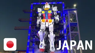 [4K] GUNDAM Robot in Japan GUNDAM FACTORY YOKOHAMA Gundam moves in Yokohama! Night!