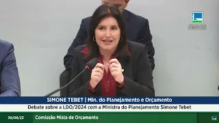 Simone Tebet debate LDO de 2024 na Comissão de Orçamento