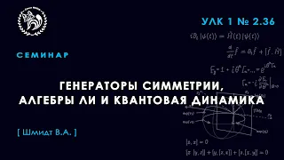 Семинар №1 Генераторы симметрии, алгебры Ли и квантовая динамика, Шмидт В.А.,02.02.2022