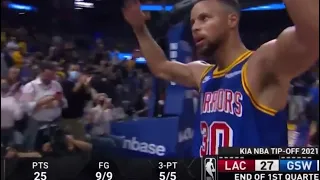 Curry scores 25pts in the first Qtr he went 9/9 Shooting 5/5 from threes highlights HD 2021🔥