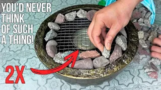 Take a piece of metal mesh and put rocks on it, you'll get something really cool! garden fireplace