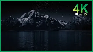 Nighttime Ambience - 4K Grand Teton and Milky Way - Nature soundscapes