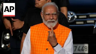 Indian Prime Minister Narendra Modi votes in general election