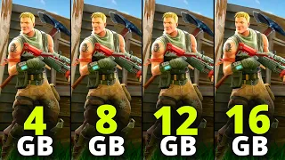 Fortnite | 4gb, vs 8gb, vs 12gb, vs 16gb | Ram Test