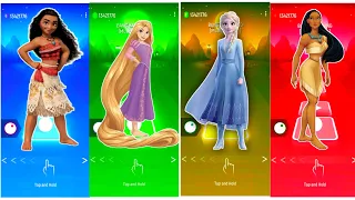 Disney Moana 🆚 Tangled Rapunzel 🆚 Elsa Frozen 🆚 Best Disney Princess Pocahontas | Tiles Hop Edm Rush