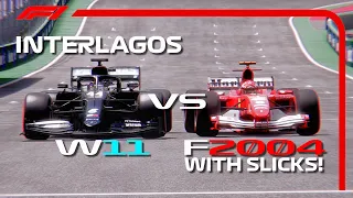 F1 2020 Mercedes W11 vs Ferrari F2004 with Slick Tyres - INTERLAGOS | Brazil