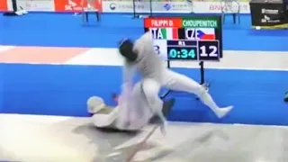 Fencing Match turns into Wrestling Match