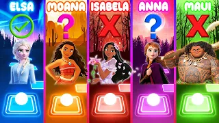 Frozen Elsa Vs Moana Vs Encanto Isabela Vs Anna Vs Maui IN Tiles Hop Elimination Battle!