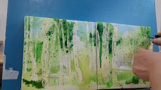 자작나무  배경 채색 1
