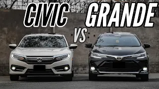 Civic vs Grande (2.0) | Comparison | Pakistan | 4K #honda #toyota #hondacivic #toyotacorolla #civic