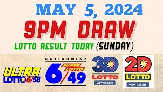 Lotto Result Today 9pm draw May 5, 2024 6/58 6/49 Swertres Ez2 PCSO#lotto