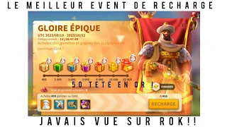 EVENT DE RECHARGE DE FOUS 50 TÊTE EN OR EVENT 7K GEMME !! RISE OF KINGDOMS