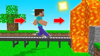 Minecraft BUT You Can ONLY WALK STRAIGHT! (no turning)