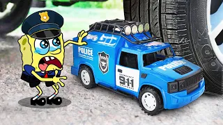 Please No!! Car Crushing Spongebob Police vs Police Car 🚓 Crushing Crunchy & Soft Things by Car