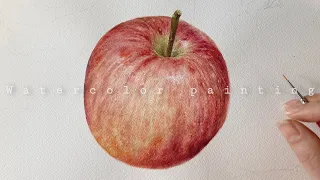 How to paint a realistic apple in watercolor - 2 [ watercolor painting / 사과 수채화 ]