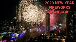 New Years Fireworks in Bangkok 2023! Amazing View Overlooking the Chao Phraya River!