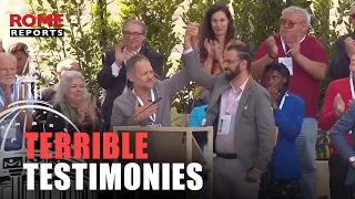 Two young men from Israel and Palestine express their sorrow together to the Pope