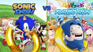 Sonic Dash vs Oddbods Turbo Run: Attack of the Clones [60fps]