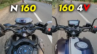 2024 TVS Apache 160 4V 🆚 Bajaj Pulsar N160 Ride Comparison Review - Which one is Better?