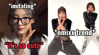 NewJeans MINJI imitating NMIXX TikTok trend and asked her fans to look for it