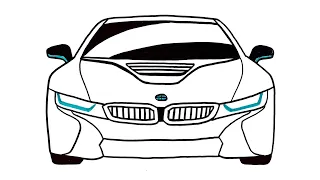 HOW TO DRAW BMW i8 || How to draw a bmw car step by step || Easy Car Drawing