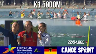 K1 Women 5000m Final  | KOHALMI Emese CHAMPION | European Championships Munich 2022