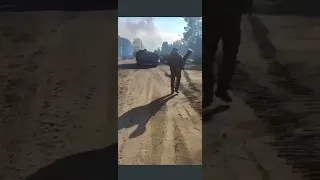 Ukrainian Grenadiers Inspecting a Russian Armored Column They Destroyed Using NLAW Anti-tank Missile