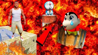 GTA 5 : Franklin Shinchan & Doraemon Hanging On Extreme Lava Challenge GTA 5 !